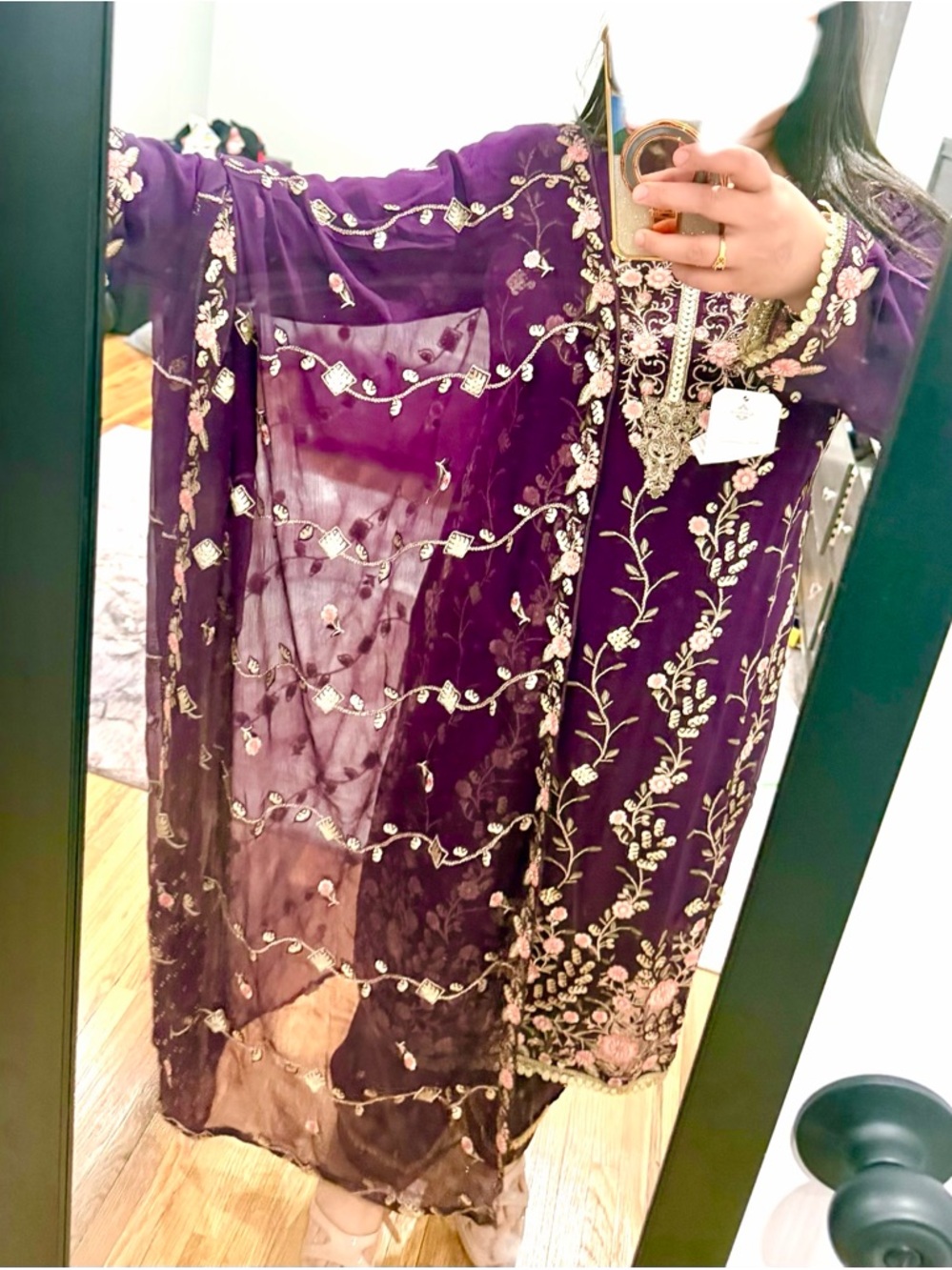 Pakistani aghanoor chiffon party dress Indian kurta 3 piece